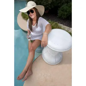 212 MAIN ENV00300 Adjustable White UV-Resistant Pool Stool - Easy to Remove, Poolside Seating, Spa Accessory, Aquatic Fitness Swimming Pool Furniture