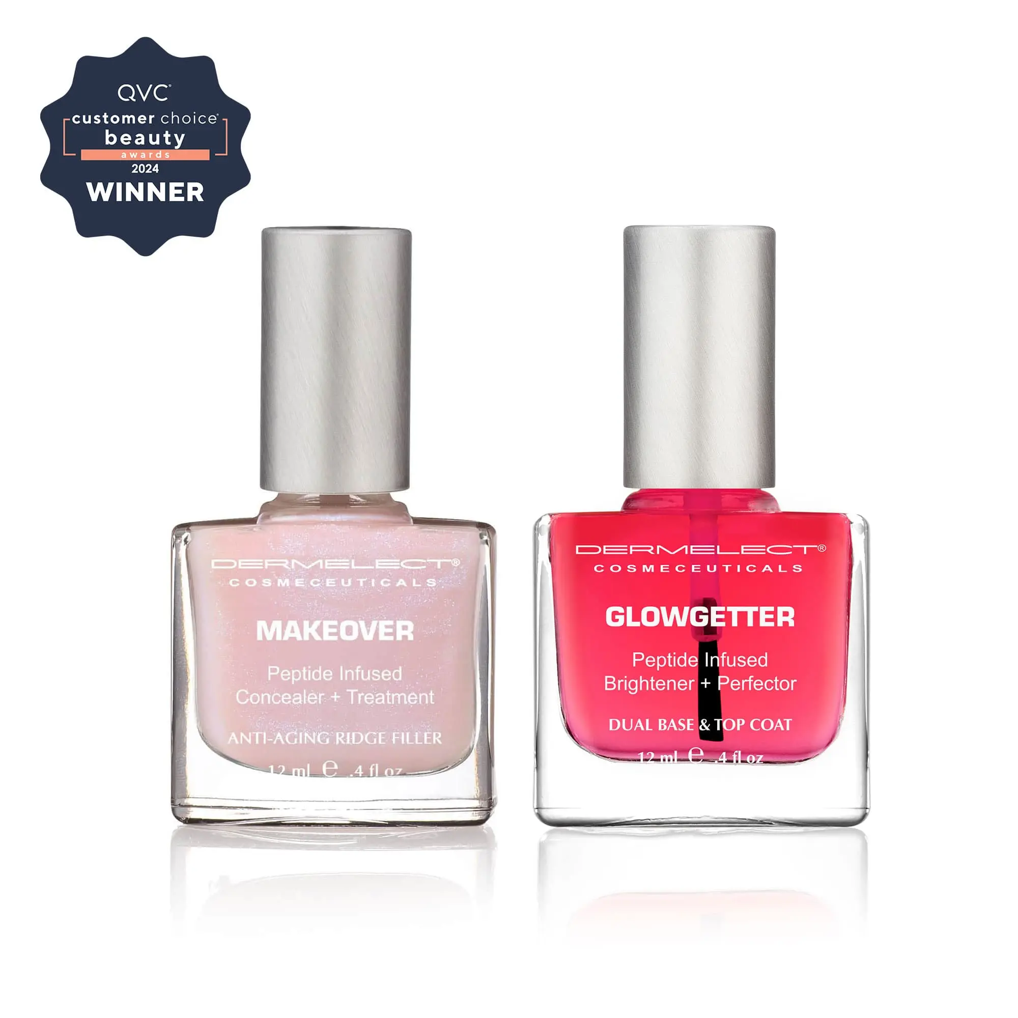 Dermelect Perfectly Polished Nail Rehab Kit – Ridge Filler & Brightener Duo for Stronger, Smoother Nails, Conceals Ridges, Adds Shine & Natural Pink Finish for Damaged, Brittle Nails