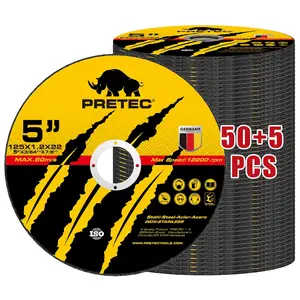 5" Cut Off Wheels for Angle Grinder, PRETEC 50+5 Pack Thin Metal & Stainless Steel Cutting Discs, Fast 5” x 3/64" x 7/8" Wheels