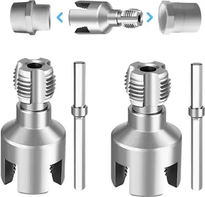 Dual-Function 1/2" & 3/4" PVC Pipe Threading Tool for Internal & External Threading Compatible with Electric Drills for Plumbing DIY Repairs