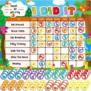 Chart, Dry Erase Task Board-One Chart & 72   , Dinosaur Theme Behavior  for Daily Routine, Potty