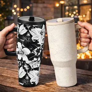 40oz Floral Insulated Coffee Thermal Cup, Dual Layer Vacuum Leak-Proof, Keeps Warm 12 Hours Cold 24 Hours, Large Capacity, Unisex Daily Use Mug Thermal Tumbler, Insulation Drinkware