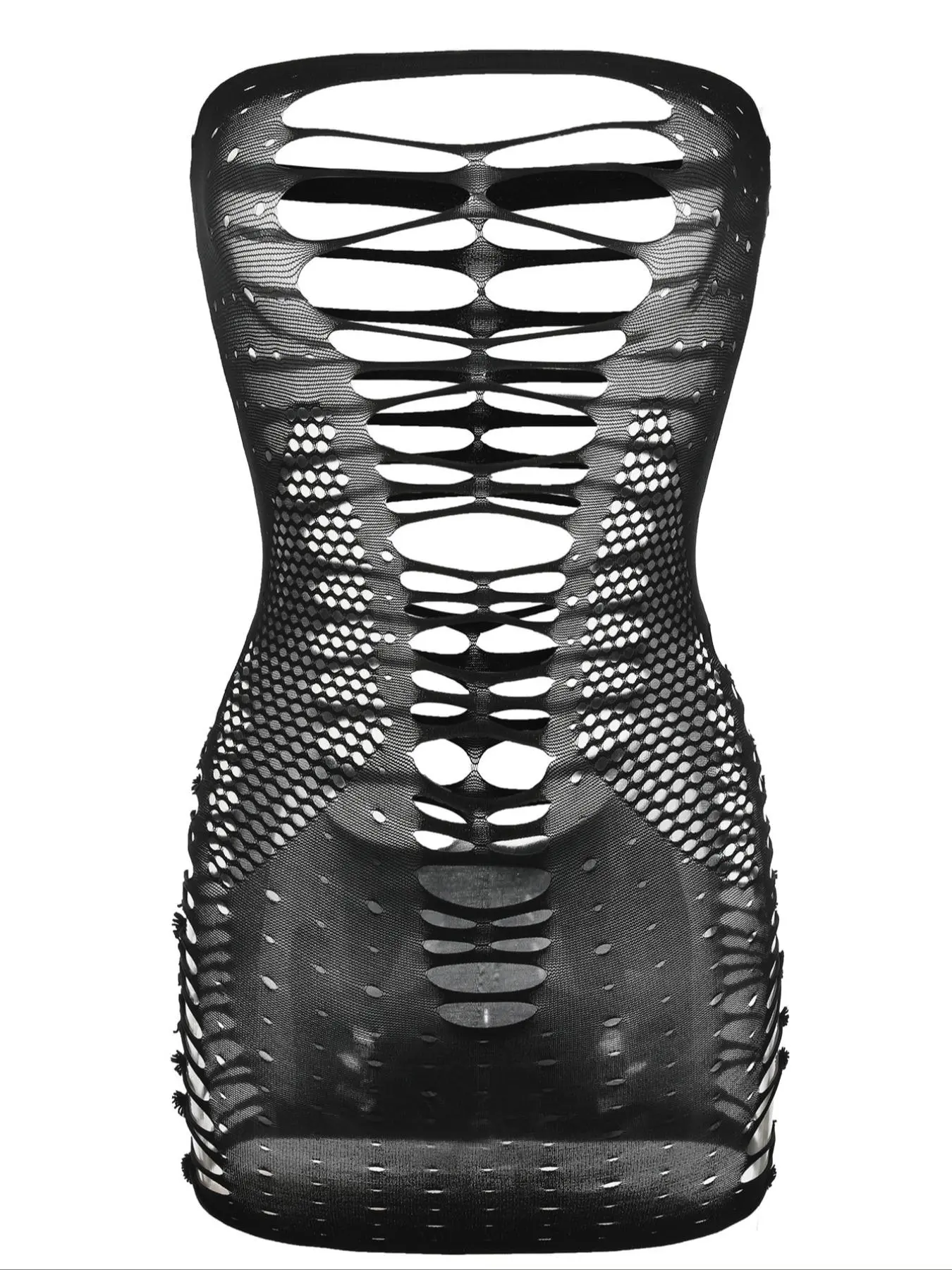 Women's Solid Cut Out Backless Tube Cover Up Dress, Fashion Casual High Stretch Fishnet Mesh Cover Up Bodycon Cover Up Dress for Beach Holiday Vacation, Ladies Summer Clothes Beach Cover Ups Beach Coverups