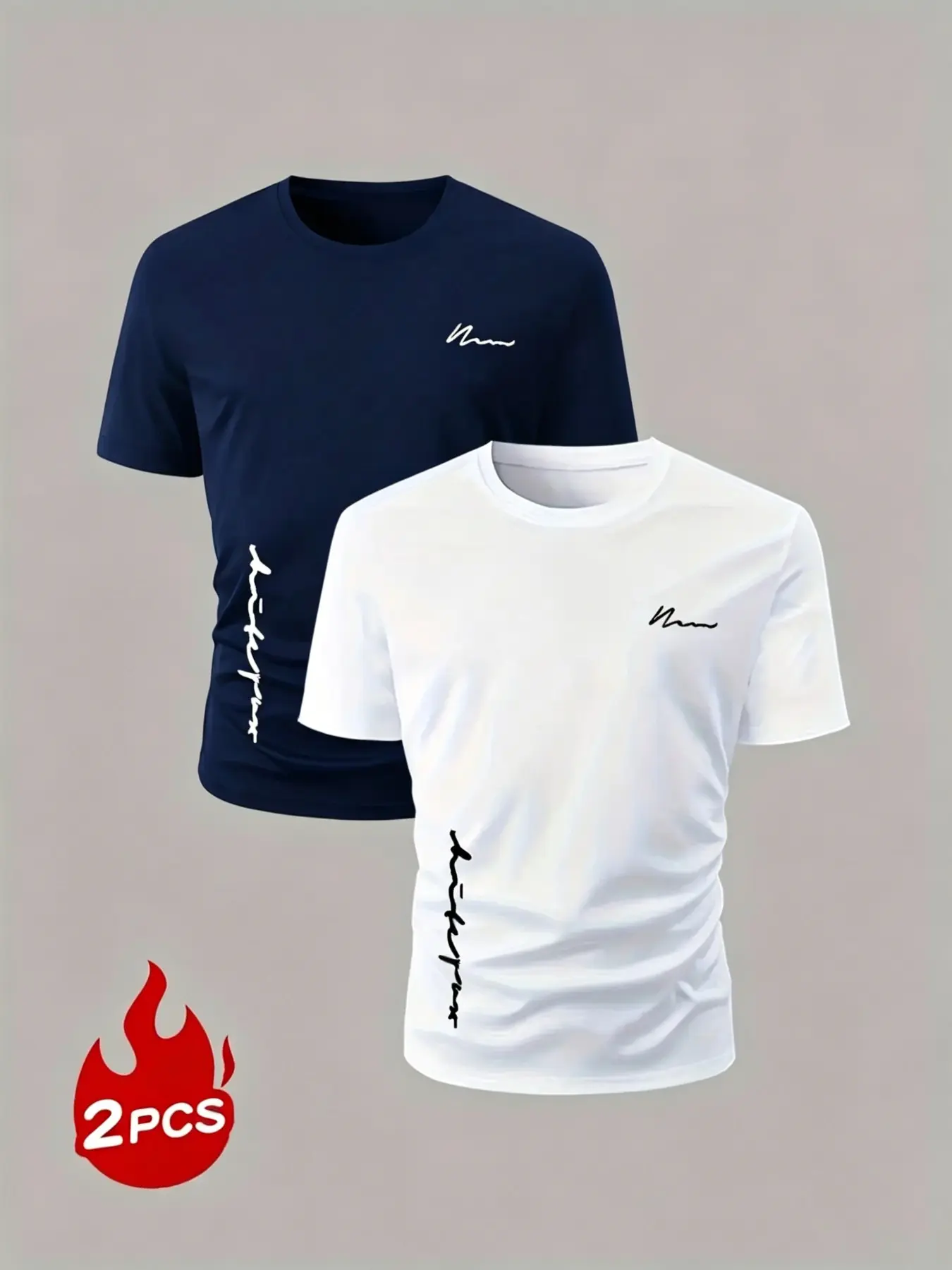 Men's Round Neck Short Sleeve T-Shirt Set, Lightweight Quick-Dry Breathable Sweat-Wicking, Summer Casual Gift, Loose-Fit Long Tee
