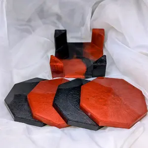 Custom Resin Coaster Sets - Octagonal Tableware with Holder - Handcrafted Home Decor