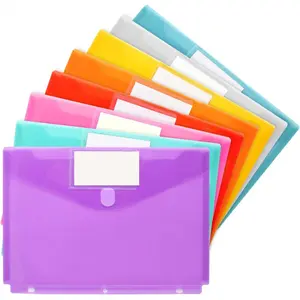 8 Pack Binder Organizer, Plastic Binder Pockets for 3 Ring Binder, Binder Folders with Label for School Supplies and Documents, Letter Size, 8 Colors