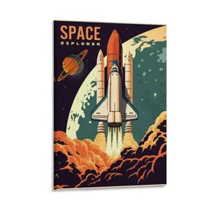 Space Explore Spacecraft Poster Vintage Space Poster Canvas Poster Bedroom Decor Sports Landscape Office Room Decor Gift Frames Ornaments Wall Decoration Artistic Photo