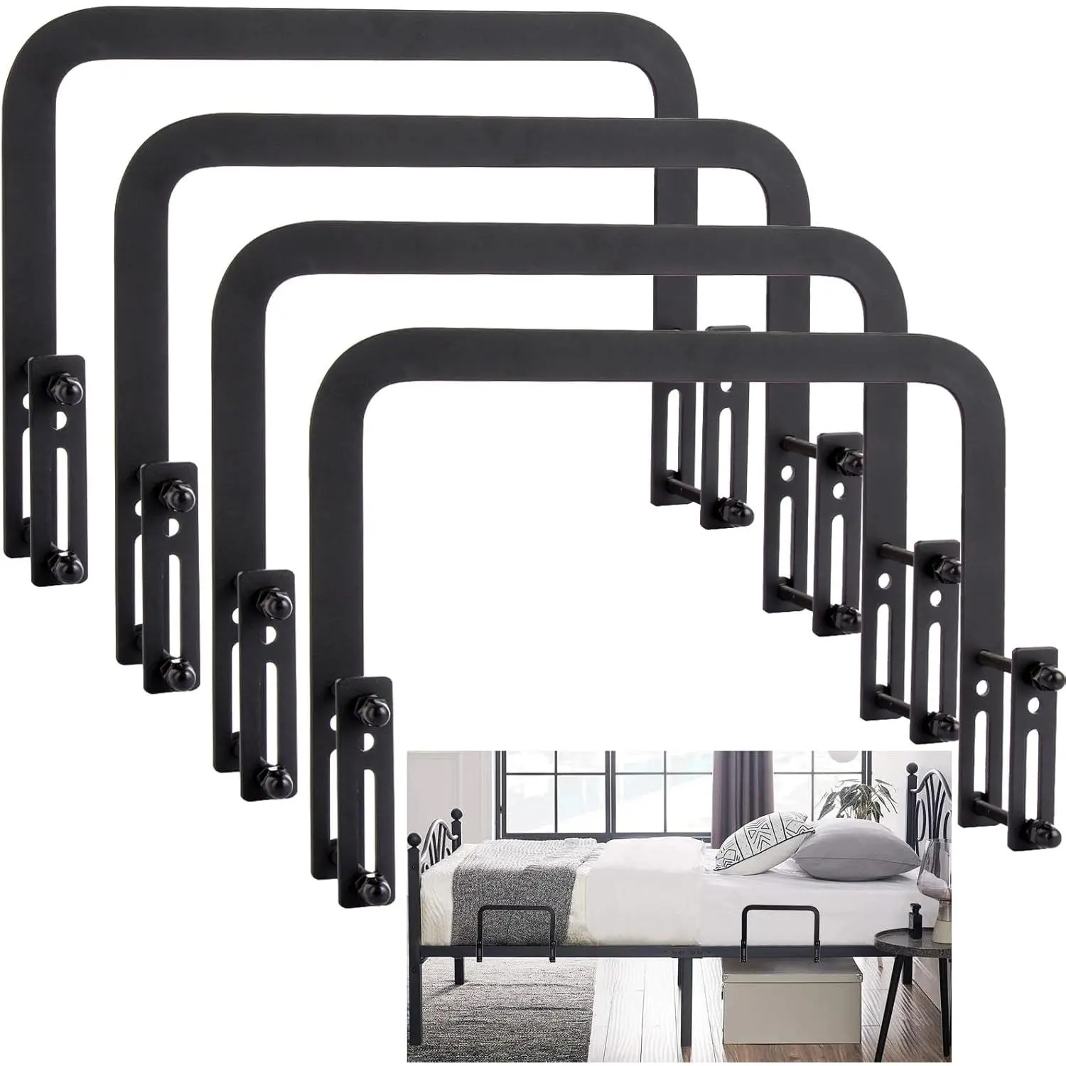 4 Pack Mattress Slide Stopper, Non-Slip Metal Mattress Gripper Retainer Bar, Mattress Holder Gripper for Bed Frame to Prevent Sliding, Mattress Holder for Metal Bed Frame