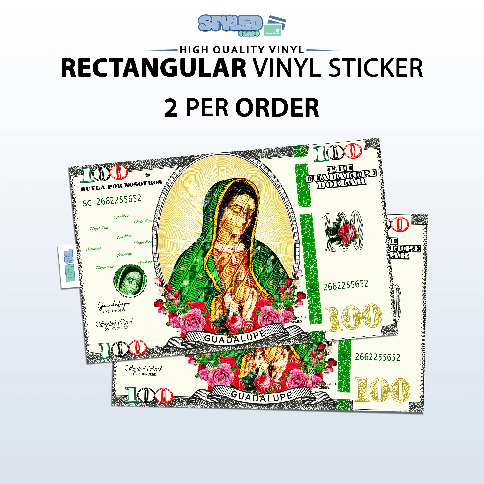 100 usa Guadalupe rectangular vinyl sticker