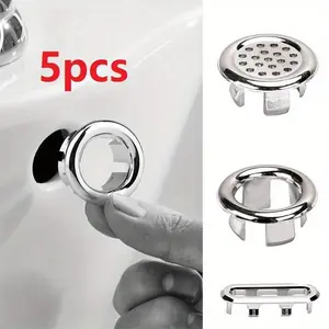 5pcs Bath Sink Round Ring Overflow Spare Cover Plastic Silver Plated Tidy Trim Bathroom Ceramic Basin ceramic pots overflow