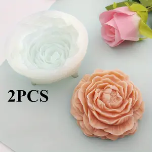 2 Pack Peony Mold Peony Candle Mold Rose Mold Peony Resin Mold 3D Flower Mold Flower Candle Mold Silicone Mold for Resin Cake Mold Clay Resin Making Molds Candle Making Molds Craft Supplies