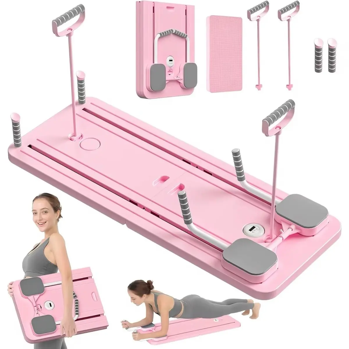 Studio Pilates Multi-functional Pilates Board,Ab & Core Strength Workout Equipment,Foldable Home Pilates Reformer,300LBS Capacity for Full Body Workout