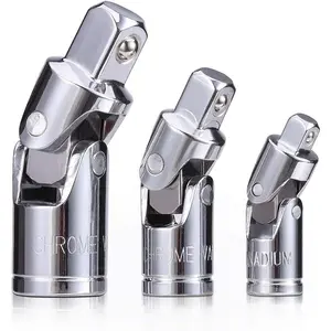 3 count Universal Joint Socket Set, Chrome Vanadium Steel Swivel Socket Adapter Set, 1/4IN, 3/8IN, 1/2IN Drive Universal Joint Set