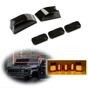 5PCS Smoke Amber LED Cab Roof Running Light Side Marker Lamps For 2003 2004 2005 2006 2007 2008 2009 Hummer H2,Replace OEM 25809312, 16531442, 15060525