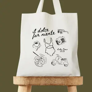 Il Dolce Far Niente Italy Tote Bag - Italy Bachelorette - Destination Wedding Welcome Tote - Italian Wedding - Europe Vacation Tote - Italy