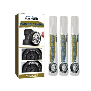 Rayhong Automotive Tire Graffiti Marker Set of 3 Waterproof Quick Dry Oil Based Ink Pens for Car Decoration Surface Marking Easy to Carry Multi Purpose