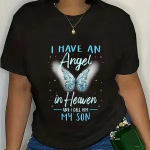 100% Cotton Son I Have Angel in Heaven Love Family Remembrance T-Shirt