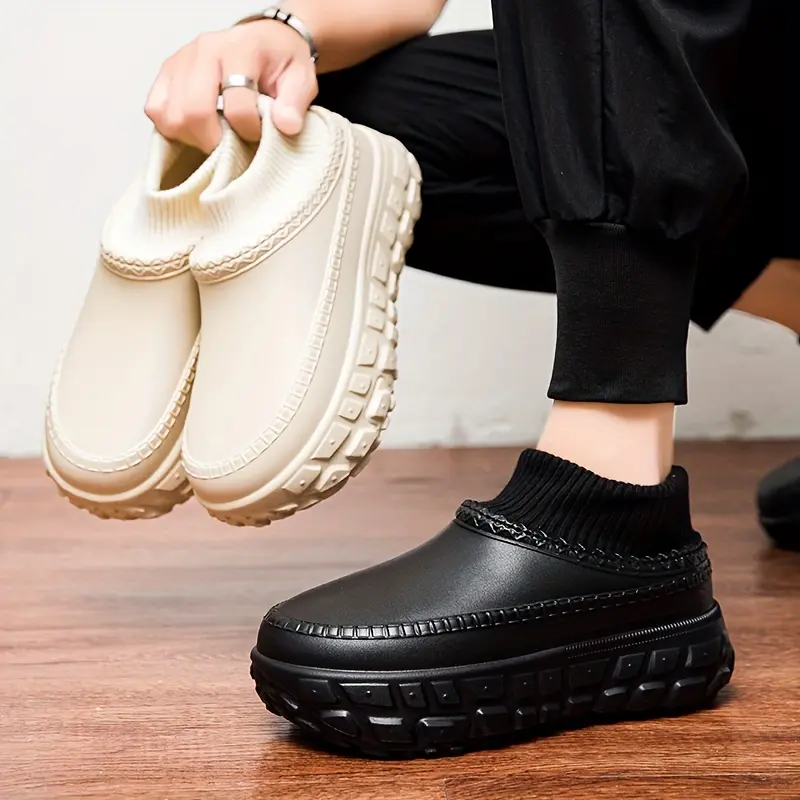 Men's Suede Spiral-Toe Mules Footwear - Thick-Sole, Warm, Comfortable Clogs, Walking Shoes