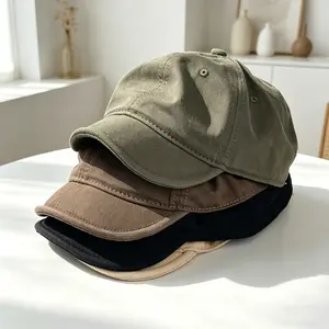 Retro Short-Brimmed Baseball Cap — Unisex Soft-Brimmed Baseball Cap for All Seasons (Spring/Summer) — Washed & Distressed Soft-Top Workwear-Style Hat