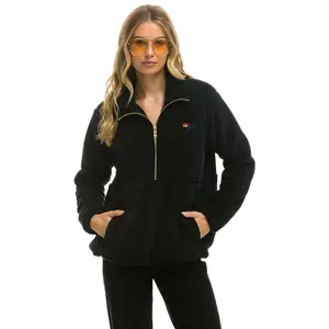 TEDDY UNISEX HALF ZIP JACKET - BLACK