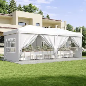 Aoxun Pop Up Canopy Tent with 6 Sidewalls - One-Push Instant Shelter, Waterproof & Portable for Parties, Markets, Outdoor Events