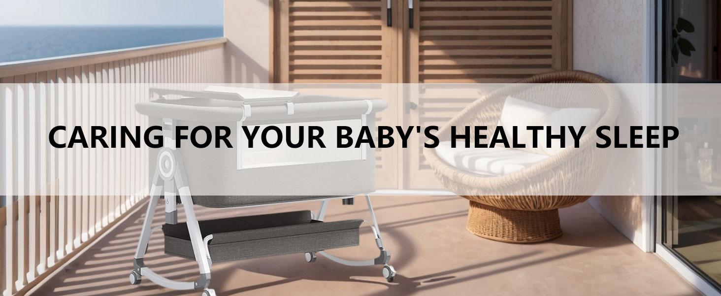 Baby Bassinet,3 in 1 Baby Bassinets Bedside Sleeper with Wheels and Mosquito Net,Bedside Bassinet for Baby with Comfy Mattress, Mattress&Breathable Mesh,Storage Basket Adjustable 3-in-1