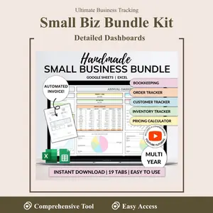 2026 Small Business Bundle Inventory Tracker Order Tracker Product Handmade Pricing Calculator Smart Bill Calendar Google Sheet Excel (PaperBack)
