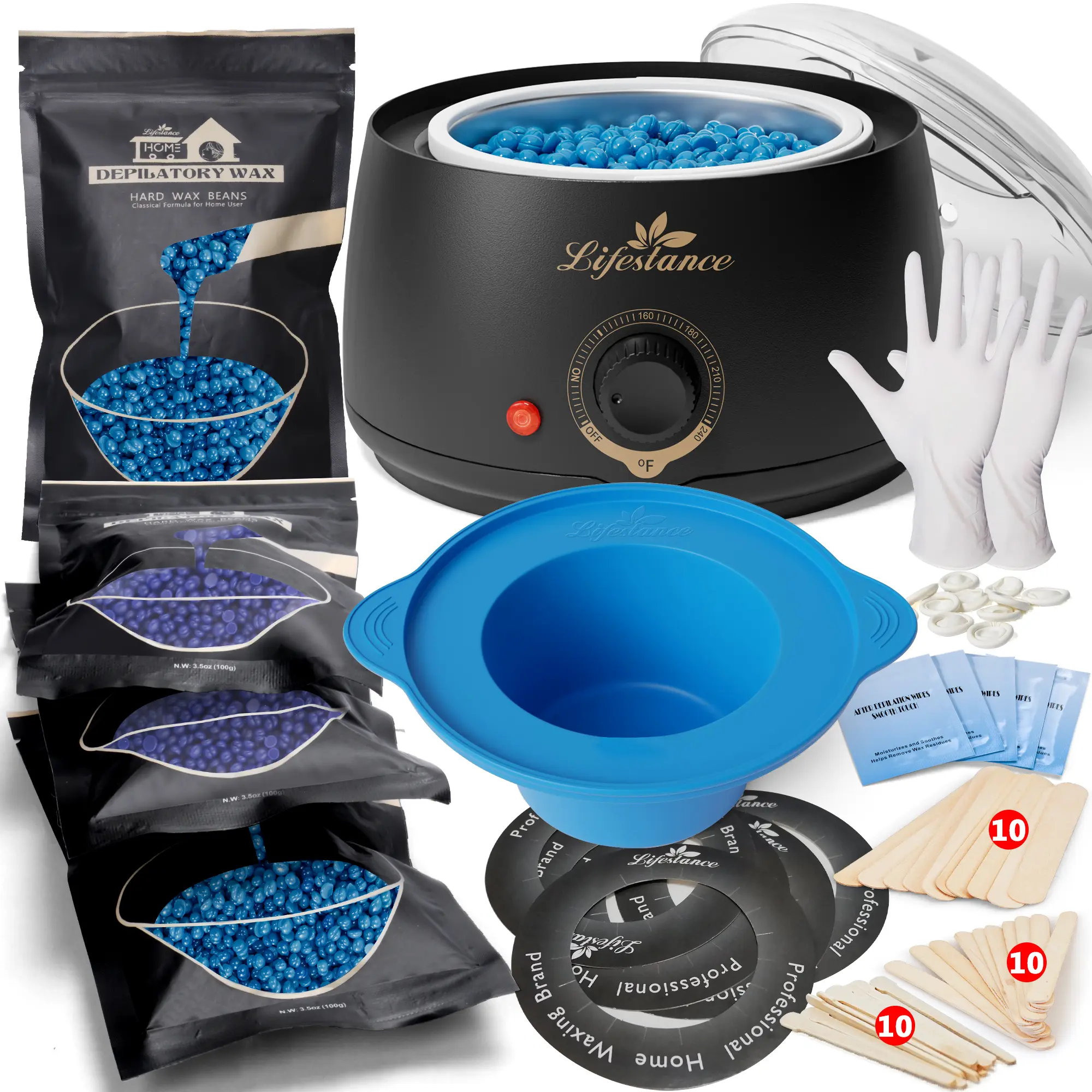 Lifestance Beginner’s All-in-One Digital Waxing Kit, L1 Hard Wax Warmer with Wax Beads for Gentle Hair Removal, At-Home Brazilian Bikini Wax Kit for Women & Men, Face Legs Body & Sensitive Skin