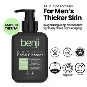 Benji Pro-Vitamin Oil-Free Facial Cleanser- Gentle Formula with Vitamins & Antioxidants, face soap for men. Comfort Skin Repair Facial Cleansing.