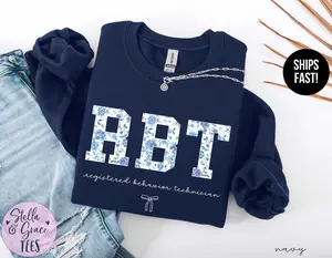 RBT Sweatshirt, Registered Behavior Technician Crewneck, Cute ABA Therapist Graphic Top, Blue Toile Behavior Tech Shirt, Cozy Gift For RBTs