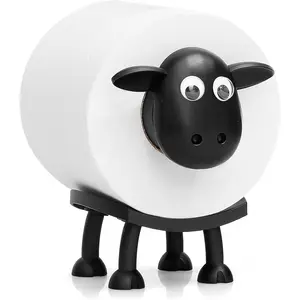 Sheep Toilet Roll Holder - Funny Toilet Paper Holder Free Standing Bathroom Set -  Printed Black Sheep Loo Roll Holder - Hilarious Tissue Paper Roll Storage - Cute Bathroom Decor - Set of 1