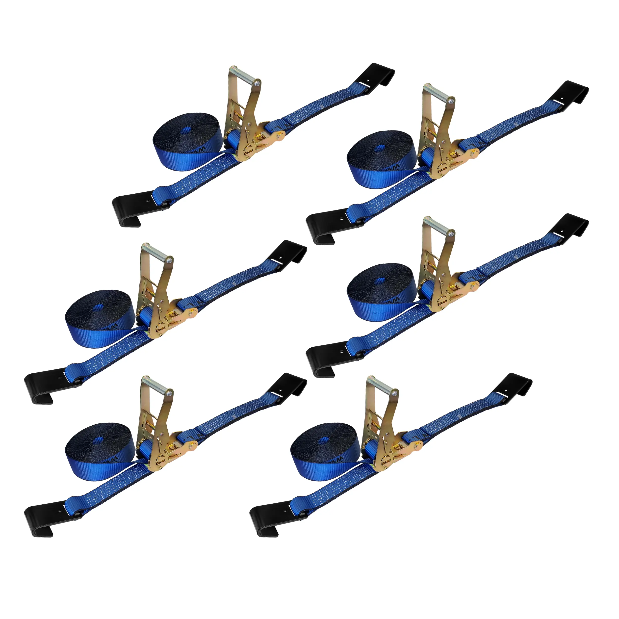 6 Pack - 2" x 30' Heavy Duty Ratchet Tie Down Strap With Flat Hooks