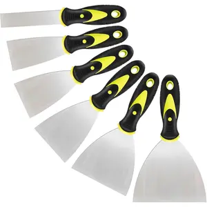 6Pcs Putty Knife Spackle Knife Premium Stainless Steel Paint Scraper Tool Perfect For Drywall Repair Removing Wallpaper Mud Plaster Scraping Spackle Knife Set 1" 2" 2.5" 3" 4" 5"