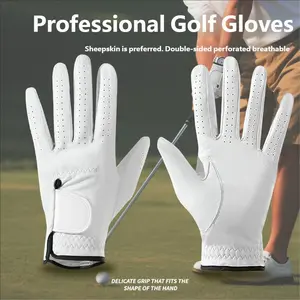 Men's Sheepskin Golf Glove Left Hand Single Piece Durable Breathable Anti-Slip Genuine Leather Pro Golf Gloves for Women Golf Accessory