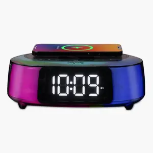 Clock Radio with Wireless Charger, Bluetooth Speaker, and 2 USB Chargers (iBTW282)