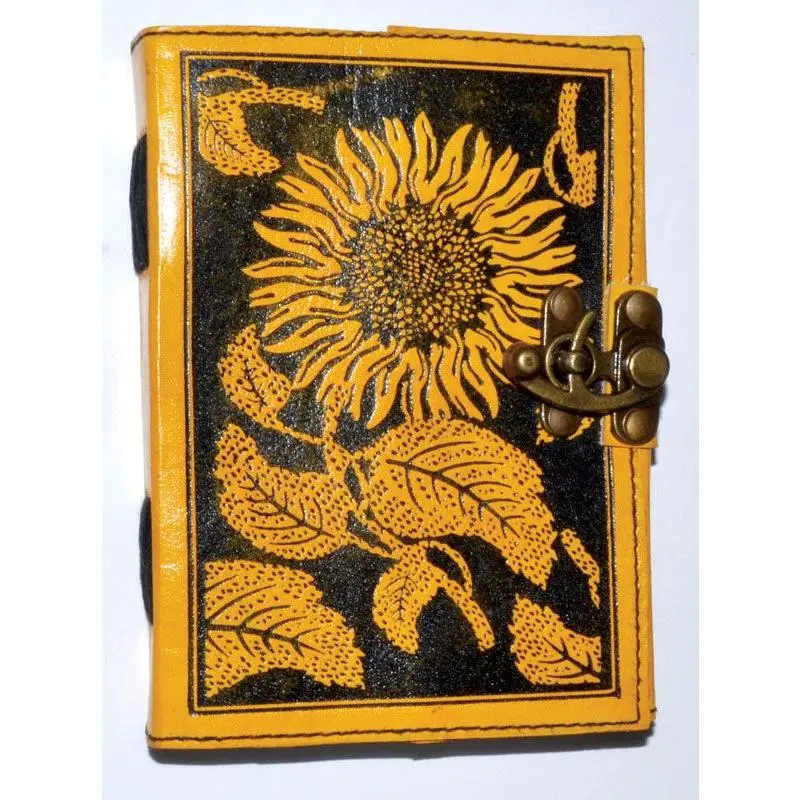 Sunflower Leather Blank Book — Journal with Latch Closure