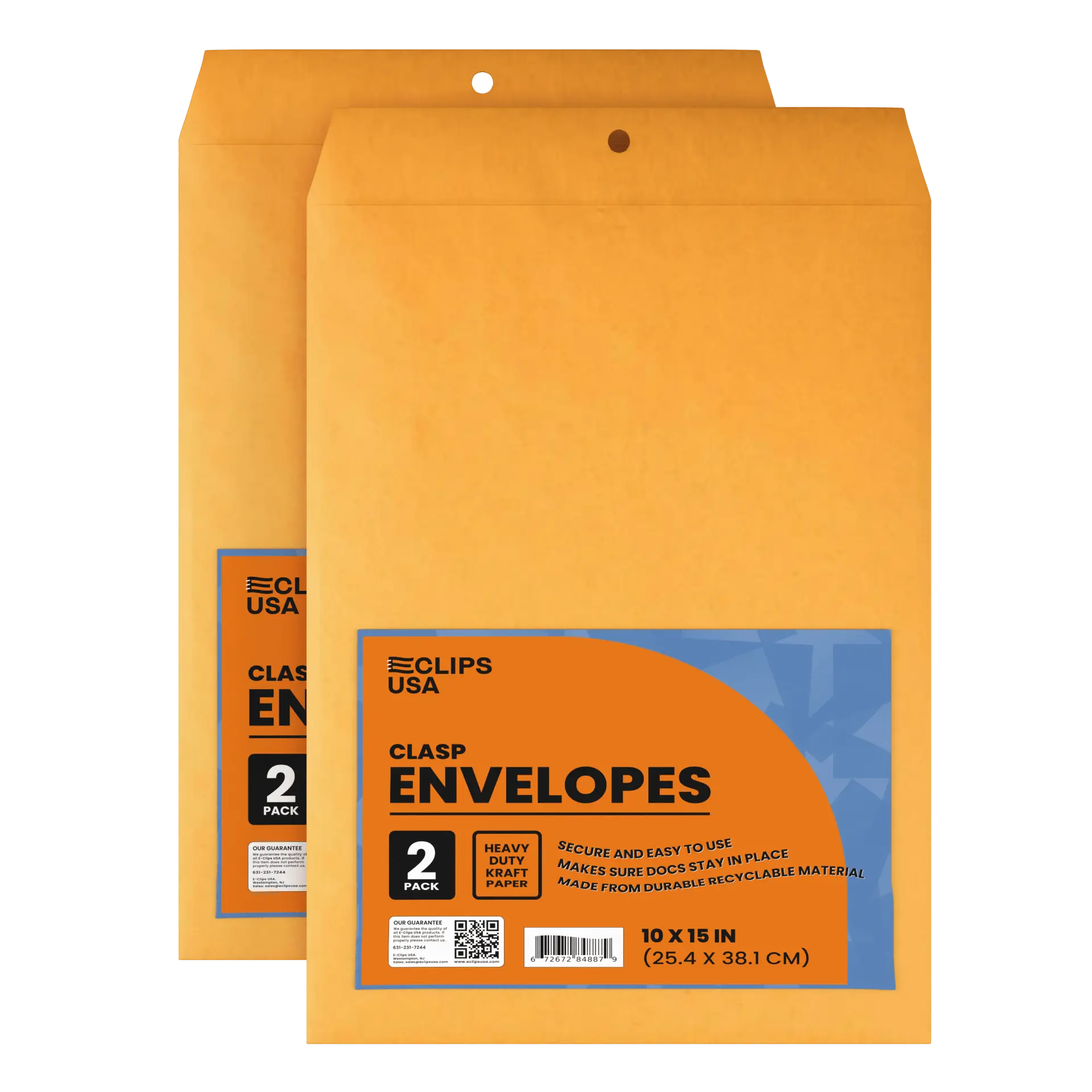 Kraft Clasp Envelopes - 10 X 15 Inches, 2-count