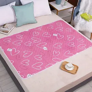 Reusable Leak-Proof Soft Heart Pattern Menstrual Pads, Waterproof Washable Mattress Pad, Bed Protection for Women, Incontinence, Adults & Seniors