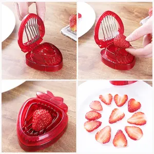 Stainless Steel Fruit Slicer, Durable Vegetable Slicer, 1 Count Manual Strawberry Cutter, Fruit Slicer Tool, Fruit & Vegetable Utensils for Home Kitchen