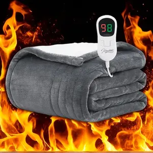 Homemate Heated  Electric Throw 1/2/4/6/8 Hours Auto-Off 10 Heat Levels Flannel Sherpa Over-Heat Protection NTC Technology ETL Certification coziest blanket Durable Household Items