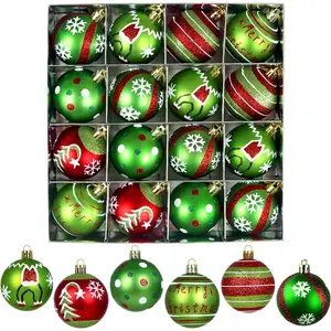 Christmas Balls Ornaments Set, 16Pcs 2.4 Inch Christmas Tree Ornaments, Grinchs Red and Green Shatterproof Christmas Tree Balls for Xmas Decorations
