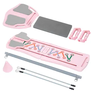 Portable Pilates Board Kit with Mat Bar Slider & Resistance Bands Foldable Home Workout Reformer for Women Versatile Pilates Equipment for Gym & Office Exercise