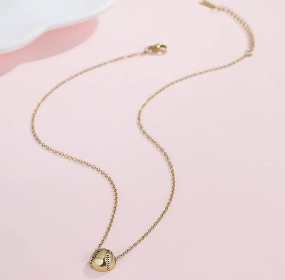 18K Gold Dipped Baseball Pendant Necklace