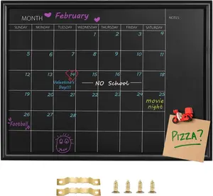 Magnetic Chalkboard Calendar with Black Wood Frame – 10.6″ x 14.6″