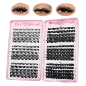 Individual Lashes Clusters 30D+40D+50D+60D+80D+100D Wispy Eyelash 570PCS Cluster Eyelash Extensions 8-16MM Natural Volume Lash Extensions DIY Individual Lashes with Soft Thin Band