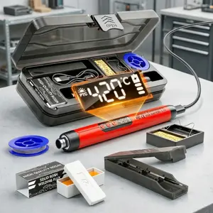 Professional Grade LCD Display USB Soldering Iron with Precise Temperature Adjustment Ideal for Home Workshop Electronics Assembly and Circuit Board Repair Soldering Kit with Storage Case