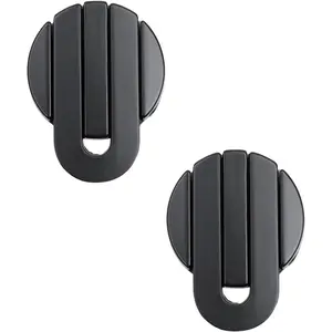 Round Flush Pull Handles, Recessed Furniture Handles with Screws, Hidden Cabinet Pull for Drawers, Sliding Doors & Wardrobes, 2.3 x 1.8 Inch, 2Pcs Matte Black