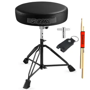 5 Core Drum Throne 3 Inch Thick Padded Comfortable Guitar Stool Double Braced Drummer Chair Height Adjustable Musician Seat For Adults And Kids Black DS BLKCH BLK