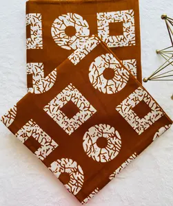 Square and Circle Fabric with White Geometric Pattern