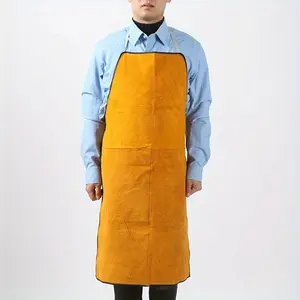 Cow Leather Aprons 35.43x23.62inch Welding Heat Insulation Protection Welders Blacksmith High Temperature Apron Anti-scalding Apron Yellow